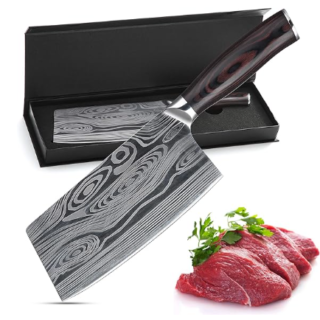 Theexecva Cuchillo de corte de carne, cuchillo de cocina chino de 7 "